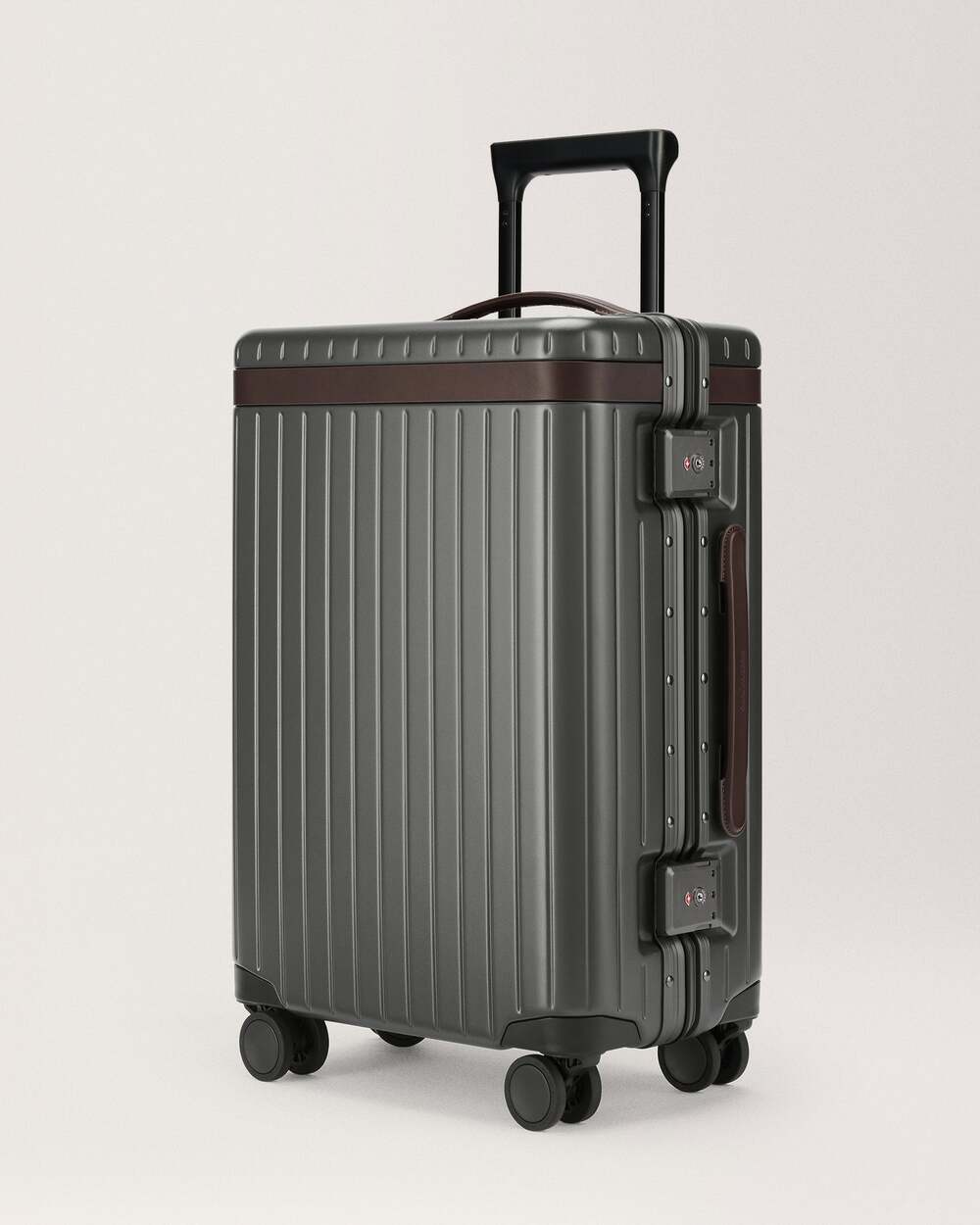 Carl Friedrik Carry-On Hybrid Suitcase 41L Grey/Chocolate NEW Authentic